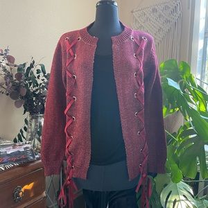 Ruby Ruche-Tie Cardigan Sweater